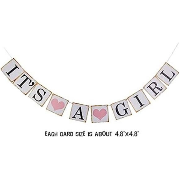 Baby Girl Baby Shower Decorations, It is a Girl Banners and Paper Lantern - Picture 4 of 6